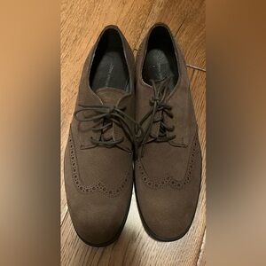 John Varvatos Brown Suede Oxford Shoes